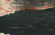 Winslow Homer Sunrise,Fishing in the Adirondacks (mk44) oil on canvas
